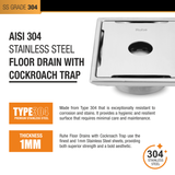 Diamond Floor Drain Square (6 x 6 Inches) with Hole and Cockroach Trap 5