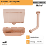 Pink Flushing Cistern (9 Ltr) package content
