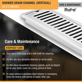 Vertical Shower Drain Channel (24 x 5 Inches) with Cockroach Trap (304 Grade) care and maintenance