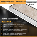Marble Insert Shower Drain Channel (12 x 5 Inches) with Cockroach Trap (304 Grade) care and maintenance