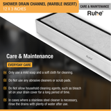 Marble Insert Shower Drain Channel (12 x 3 Inches) with Cockroach Trap (304 Grade) care and maintenance