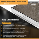 Marble Insert Shower Drain Channel (12 x 12 Inches) with Cockroach Trap (304 Grade) care and maintenance