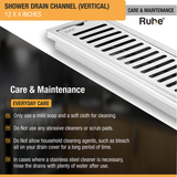 Vertical Shower Drain Channel (12 x 4 Inches) with Cockroach Trap (304 Grade) care and maintenance