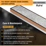 Tile Insert Shower Drain Channel (40 x 4 Inches) ROSE GOLD PVD Coated care and maintenance