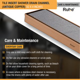 Tile Insert Shower Drain Channel (32 x 4 Inches) ROSE GOLD PVD Coated care and maintenance