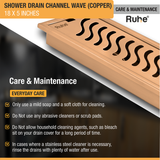 Wave Shower Drain Channel (18 x 5 Inches) ROSE GOLD/ANTIQUE COPPER care and maintenance