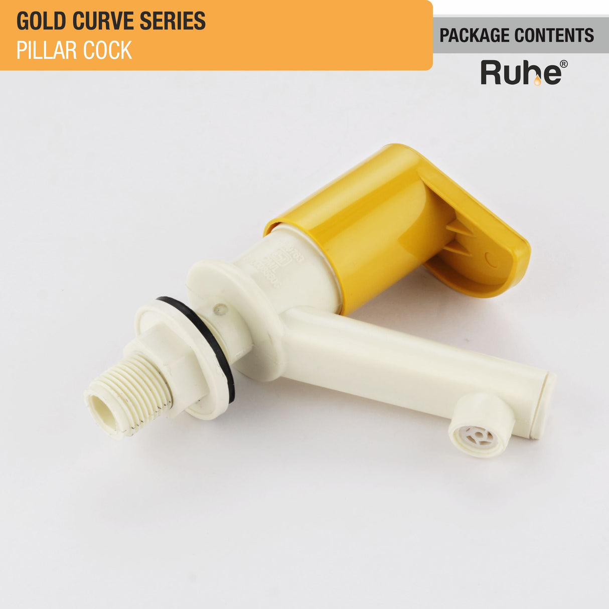 Gold Curve Pillar Tap PTMT Faucet - by Ruhe®