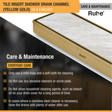 Tile Insert Shower Drain Channel (18 x 4 Inches) YELLOW GOLD PVD Coated care and maintenance