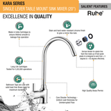 Kara Single Lever Table Mount Sink Mixer Brass Faucet with Round Swivel Spout features and benefits