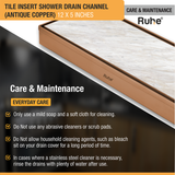 Tile Insert Shower Drain Channel (12 x 5 Inches) ROSE GOLD PVD Coated care and maintenance