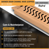 Wave Shower Drain Channel (48 x 4 Inches) ROSE GOLD/ANTIQUE COPPER care and maintenance