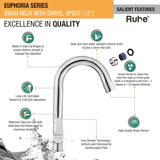 Euphoria Swan Neck with Medium (15 inches) Round Swivel Spout Faucet features