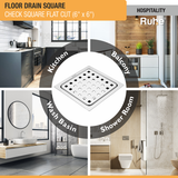 Check Floor Drain Square Flat Cut (6 x 6 Inches) insllatiok