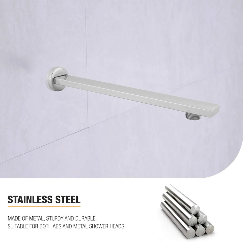 Rectangular Shower Arm (18 Inches) with Flange - by Ruhe