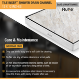 Tile Insert Shower Drain Channel (12 x 12 Inches) with Cockroach Trap (304 Grade) care and maintenance