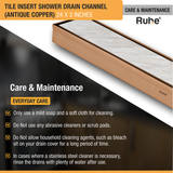 Tile Insert Shower Drain Channel (24 x 3 Inches) ROSE GOLD PVD Coated care and maintenance