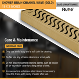 Wave Shower Drain Channel (18 x 3 Inches) YELLOW GOLD care and maintenance