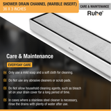 Marble Insert Shower Drain Channel (36 x 3 Inches) with Cockroach Trap (304 Grade) care and maintenance