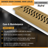 Wave Shower Drain Channel (48 x 4 Inches) YELLOW GOLD care and maintenance