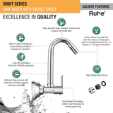 Orbit Sink Mixer with Small (12 inches) Round Swivel Spout Brass Faucet features