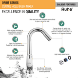 Orbit Centre Hole Basin Mixer with Small (12 inches) Round Swivel Spout Faucet features