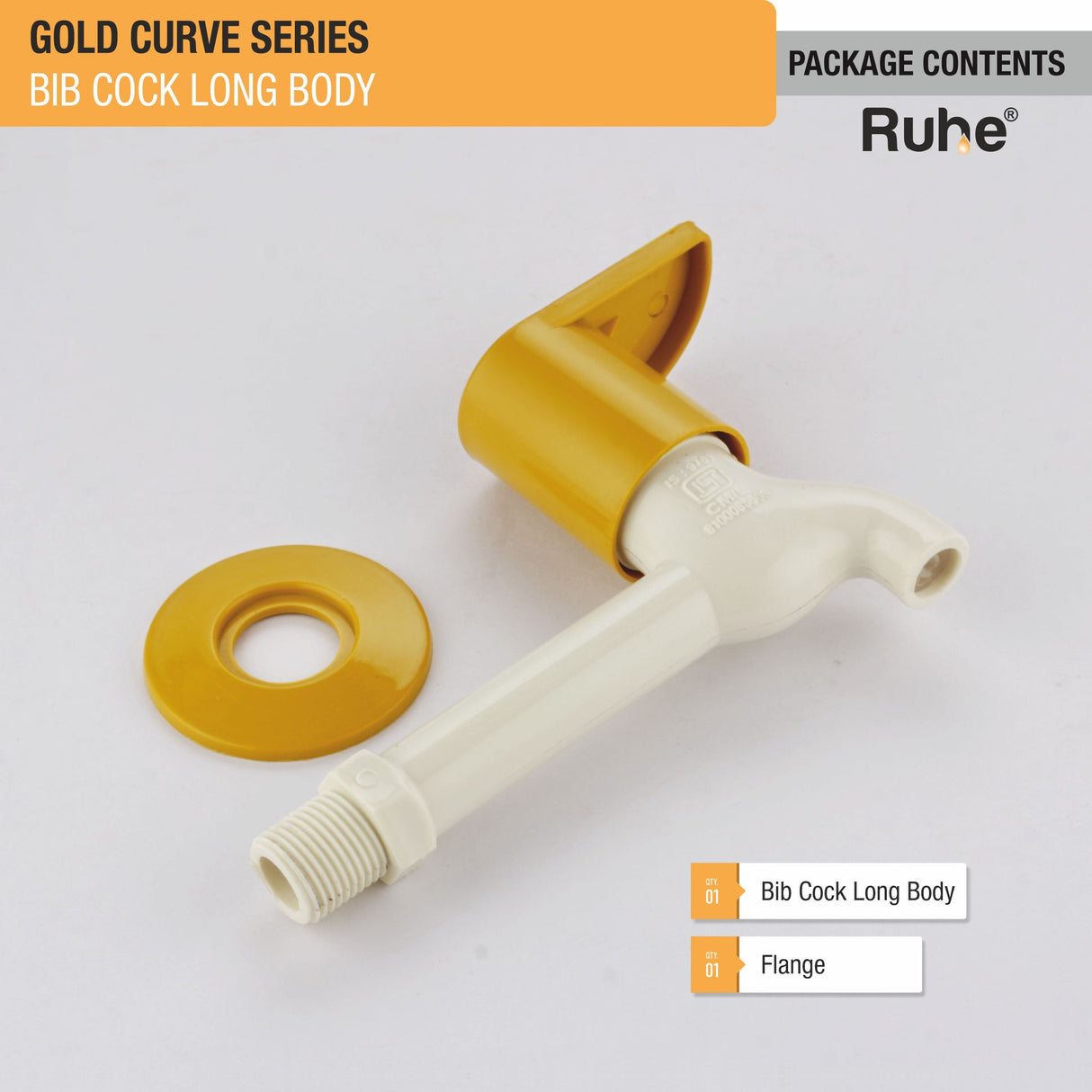 Gold Curve Bib Tap Long Body PTMT Faucet - by Ruhe®