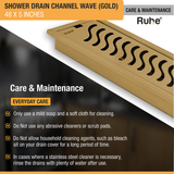 Wave Shower Drain Channel (48 x 5 Inches) YELLOW GOLD care and maintenance