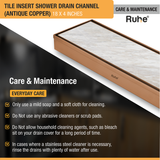 Tile Insert Shower Drain Channel (18 x 4 Inches) ROSE GOLD PVD Coated care and maintenance