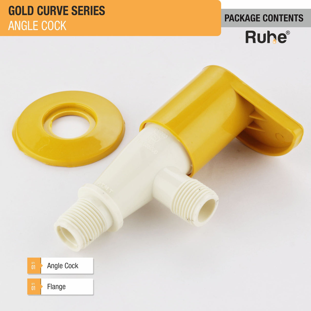 Gold Curve Angle Valve PTMT Faucet - by Ruhe®