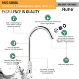 Pavo Centre Hole Basin Mixer with Large (20 inches) Round Swivel Spout Faucet features