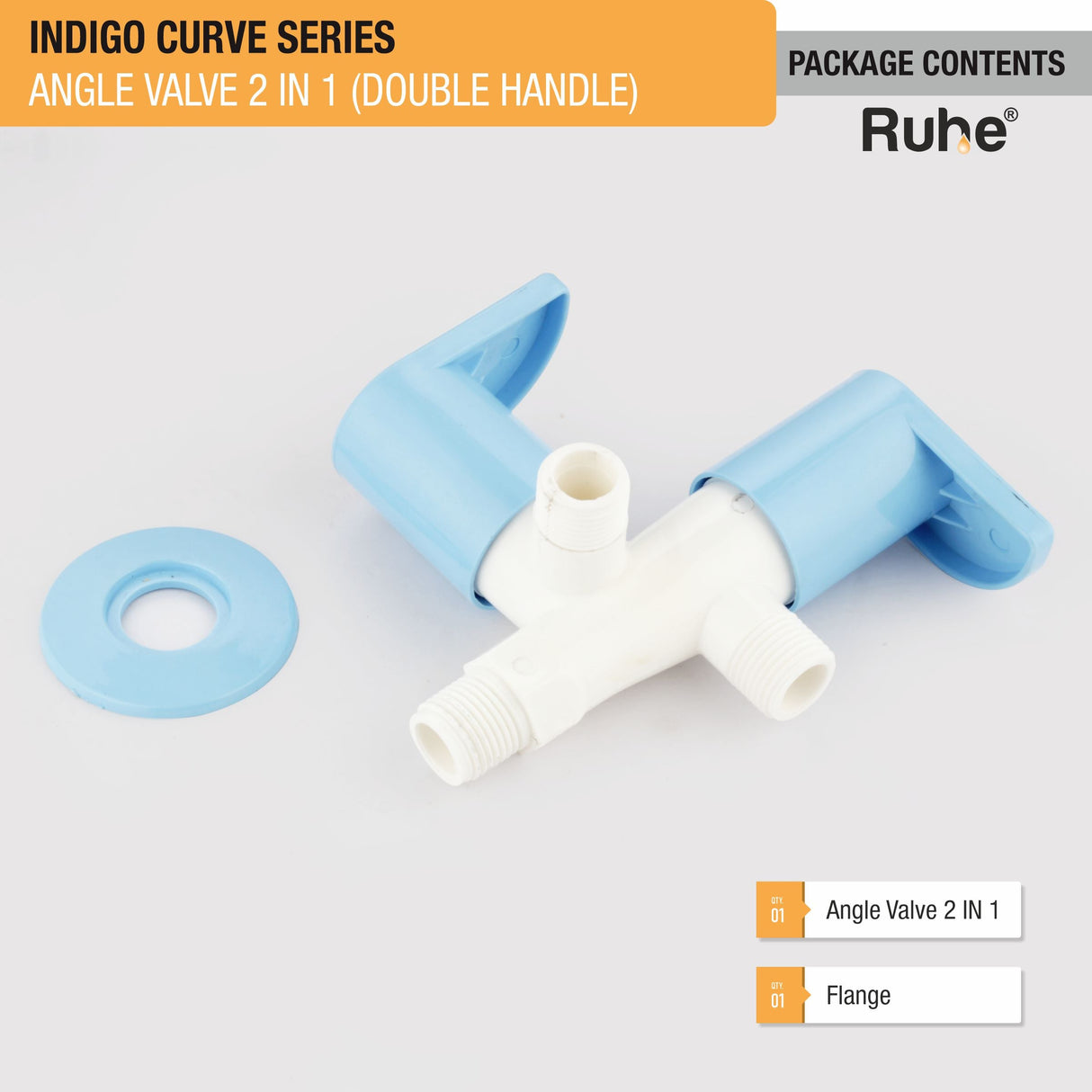 Indigo Curve Two Way Angle Valve PTMT Faucet (Double Handle) - by Ruhe®