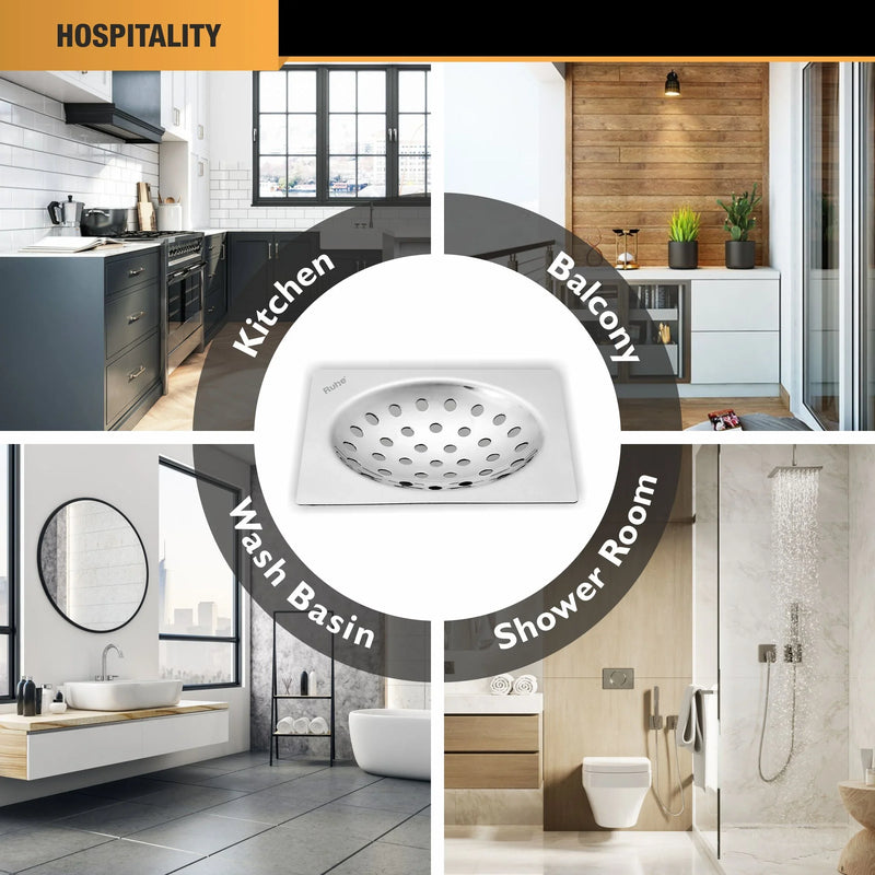One Square Flat Cut Floor Drain