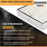 Marble Insert Shower Drain Channel (8 x 8 Inches) with Cockroach Trap (304 Grade) care and maintenance
