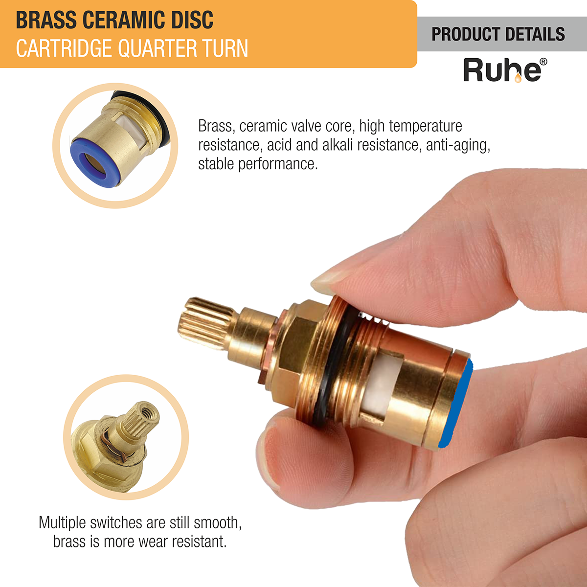 Brass Ceramic Disc Cartridge (Quarter-Turn) product details