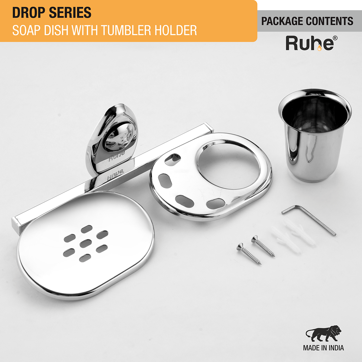 Drop Stainless Steel Soap Dish with Tumbler Holder - by Ruhe®