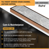 Tile Insert Shower Drain Channel (40 x 5 Inches) ROSE GOLD PVD Coated care and maintenance