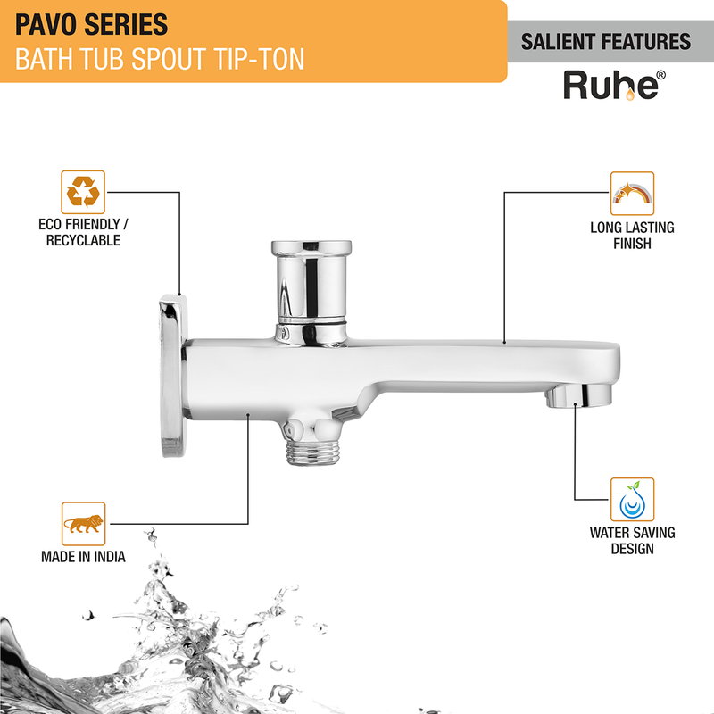 Pavo Bathtub Tap with Tip-Ton Button (Only Spout) - by Ruhe