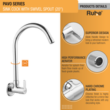 Pavo Sink Cock with Large (20 inches) Round Swivel Spout Faucet details