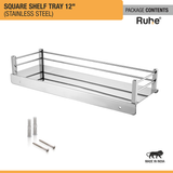 Square Stainless Steel Shelf Tray (12 Inches) package content