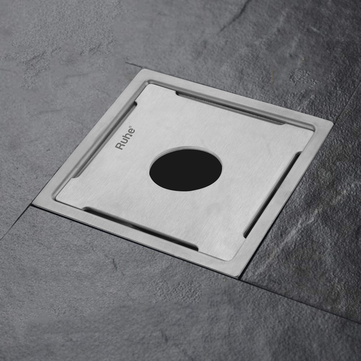 Mercury Square Premium Floor Drain (6 x 6 Inches) with Hole - by Ruhe®