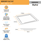 Mercury Square Premium Flat Cut Floor Drain (5 x 5 Inches) dimensions and sizes