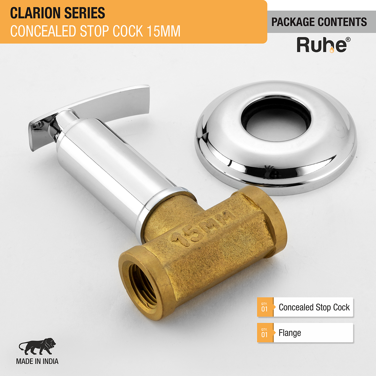 Clarion Concealed Stop Valve Brass Faucet (15mm)- by Ruhe®