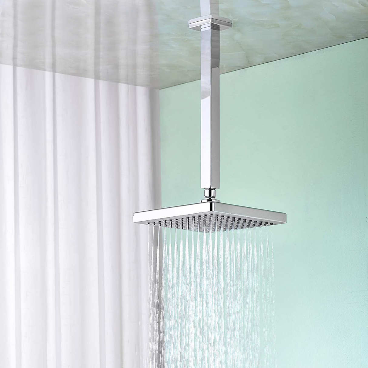 Square Ceiling Shower Arm (8 Inches) with Flange - by Ruhe