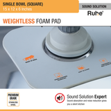 Square Single Bowl Kitchen Sink (15 x 12 x 6 inches) sound proof