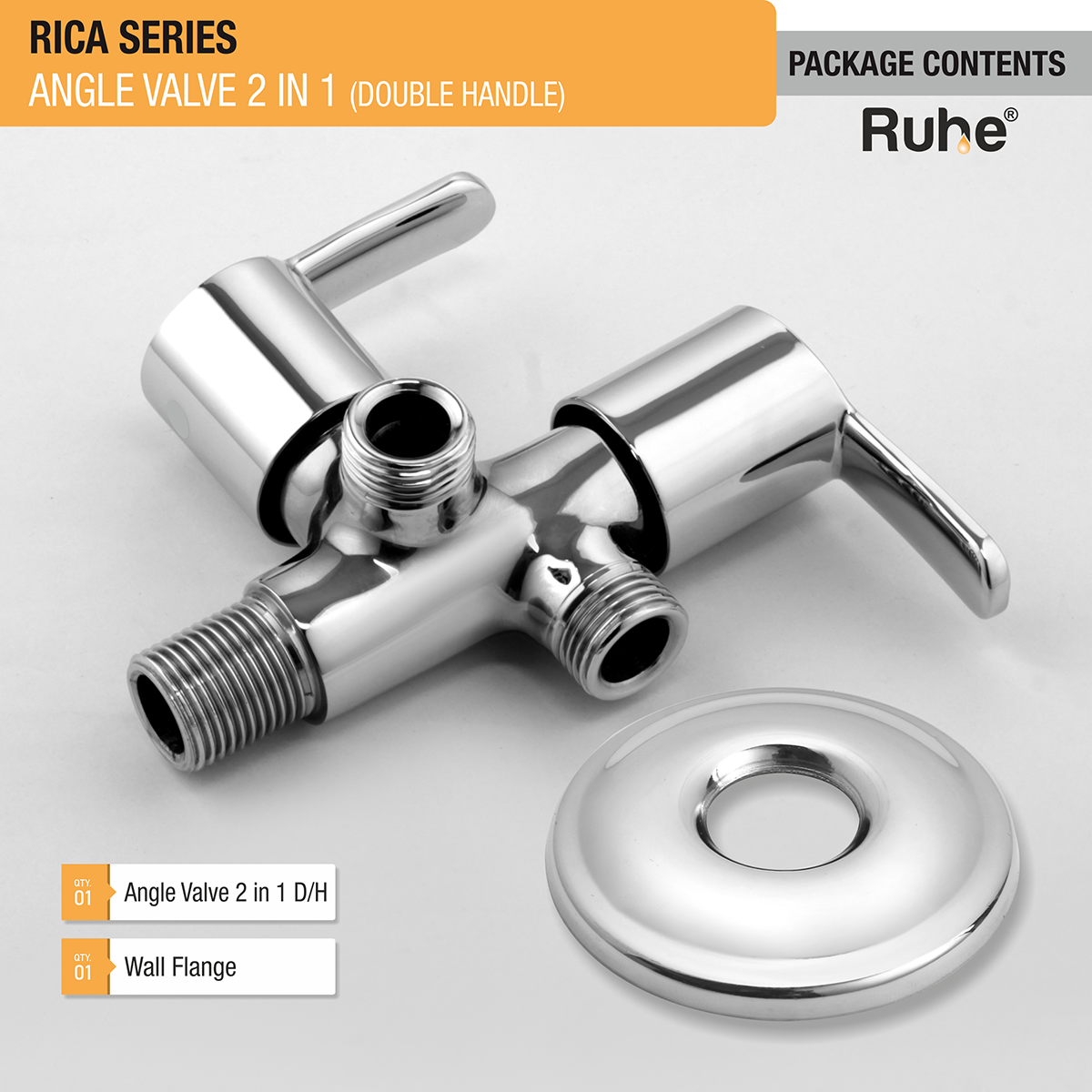 Rica Two Way Angle Valve Brass Faucet (Double Handle) - by Ruhe®