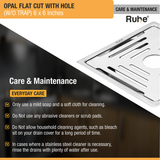 Opal Square Flat Cut 304-Grade Floor Drain with Hole (6 x 6 Inches) care and maintenance
