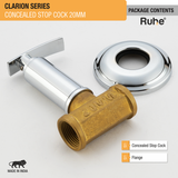 Clarion Concealed Stop Valve Brass Faucet (20mm) package content