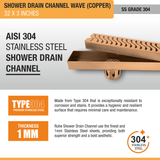 Wave Shower Drain Channel (32 x 3 Inches) ROSE GOLD/ANTIQUE COPPER stainless steel