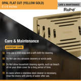 Opal Square Flat Cut Floor Drain in Yellow Gold PVD Coating (6 x 6 Inches) care and maintenance