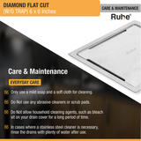 Diamond Square Flat Cut 304-Grade Floor Drain (6 x 6 Inches) care and maintenance